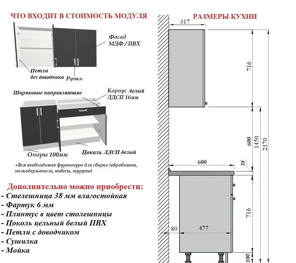 Кухонные шкафы / готовые модули