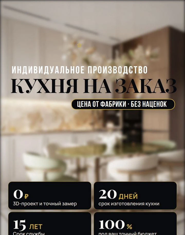 Кухня на заказ от производителя. Гарантия