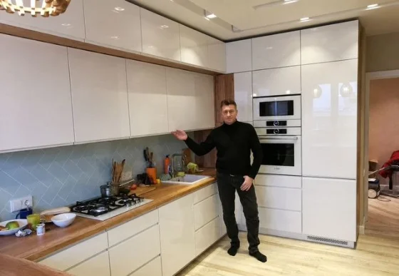 Угловая кухня на заказ 240х62х230 из ЛДСП шалфейный