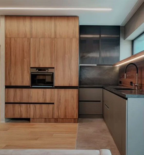 Угловая кухня на заказ ЛДСП МДФ эмаль шпон 390х255 см