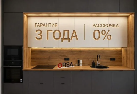 Прямая кухня на заказ с гарнитуром и столешницей в подарок