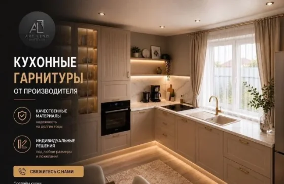 П-образная кухня на заказ с барной стойкой