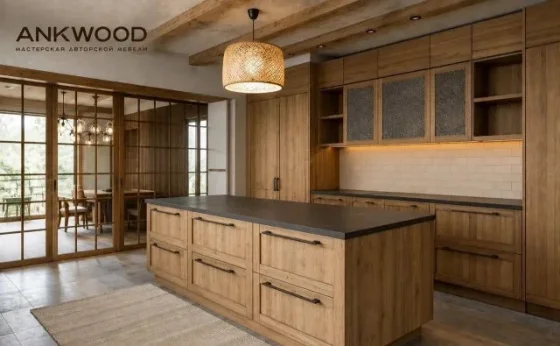 Авторские дизайнерские кухни из массива дерева